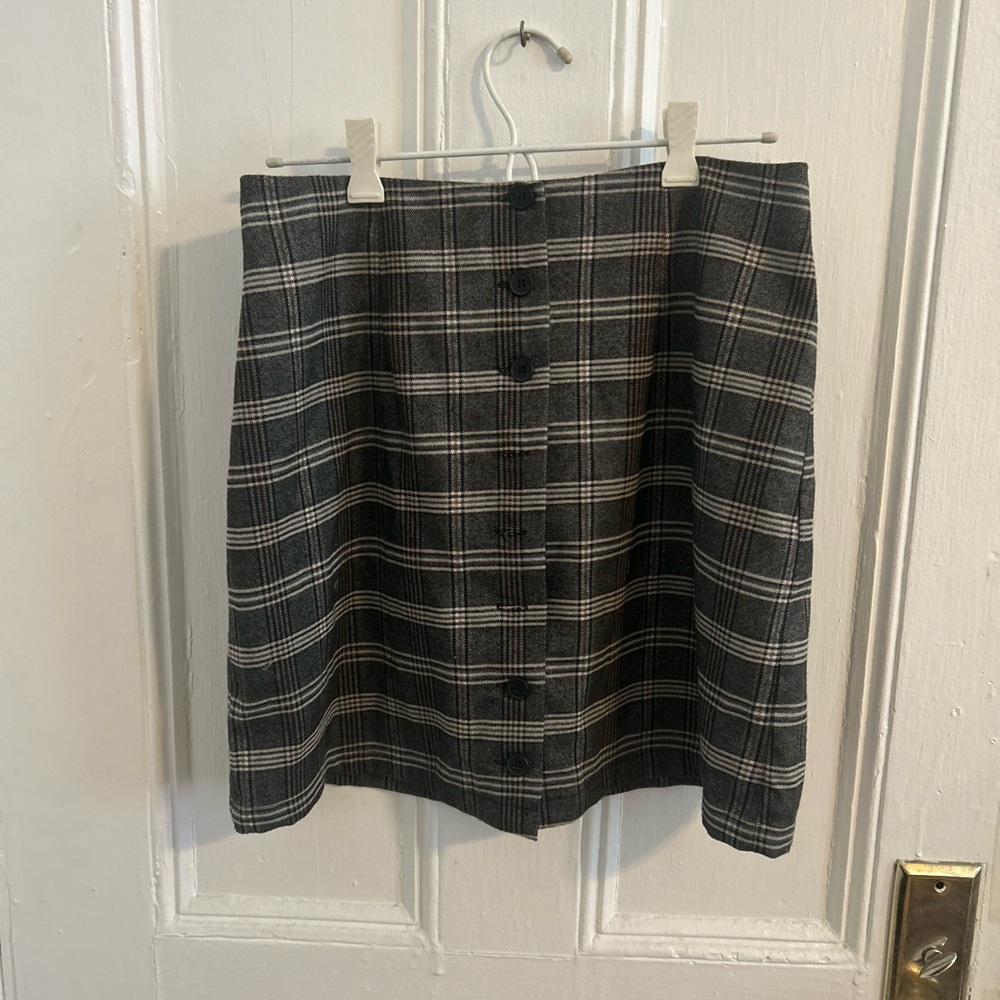 Cooperative Gray and Black Plaid Button-Up mini-skirt